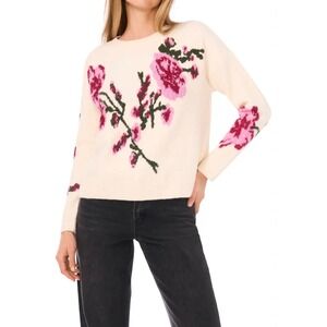 Ted Baker London Cream Ivory New Floral Embroidered Knit Sweater XL